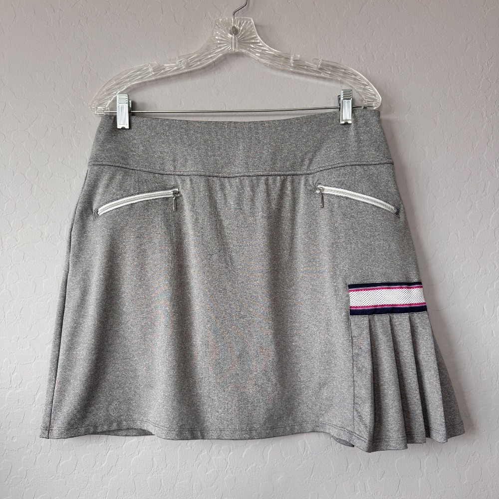 GGblue Golf Skort Athletic Skirt‎ Pleated Pockets Activewear Gray Luxe Sport L